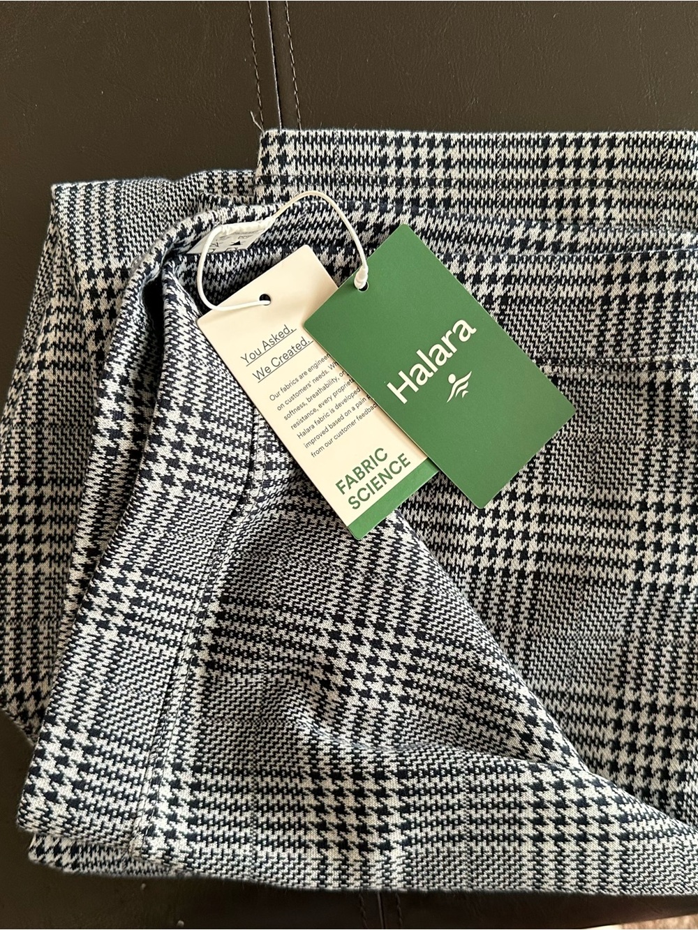 HALARA Blue and White Houndstooth Mini Skirt